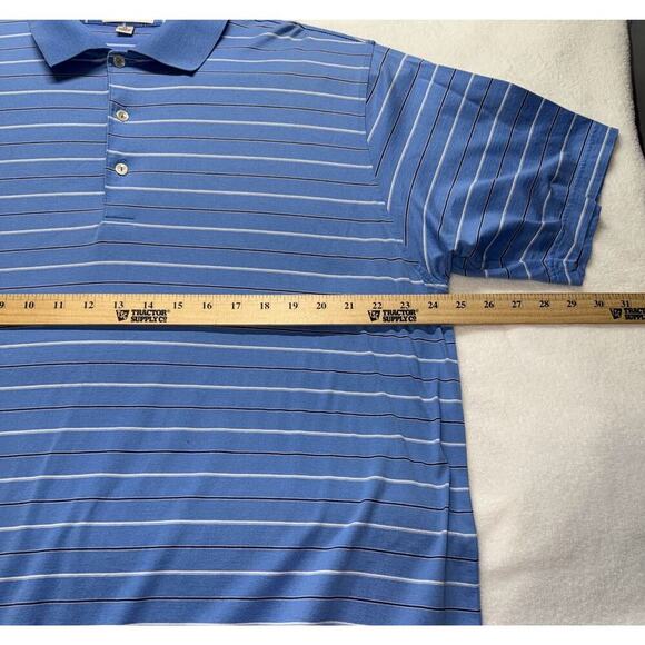 PETER MILLAR Mens XL POLO Golf SHIRT Blue Stripe 100% cotton - Picture 6 of 6